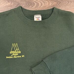 Vtg Fruit of the Loom Sweatshirt Green Crew Neck Made In USA Evergreen Lodge XL